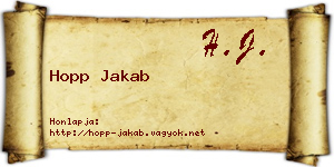 Hopp Jakab névjegykártya